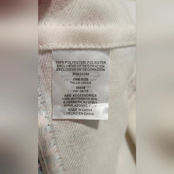 Ivory Infinity Scarf Colorful Ribbon Edging Pink Blue Feminine - Picture 5 of 6